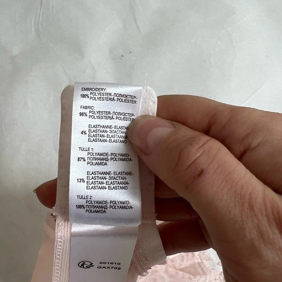 Louise Marnay Embroidered Sheer Bra Pink Peach Size  36 C NWT - Picture 4 of 5